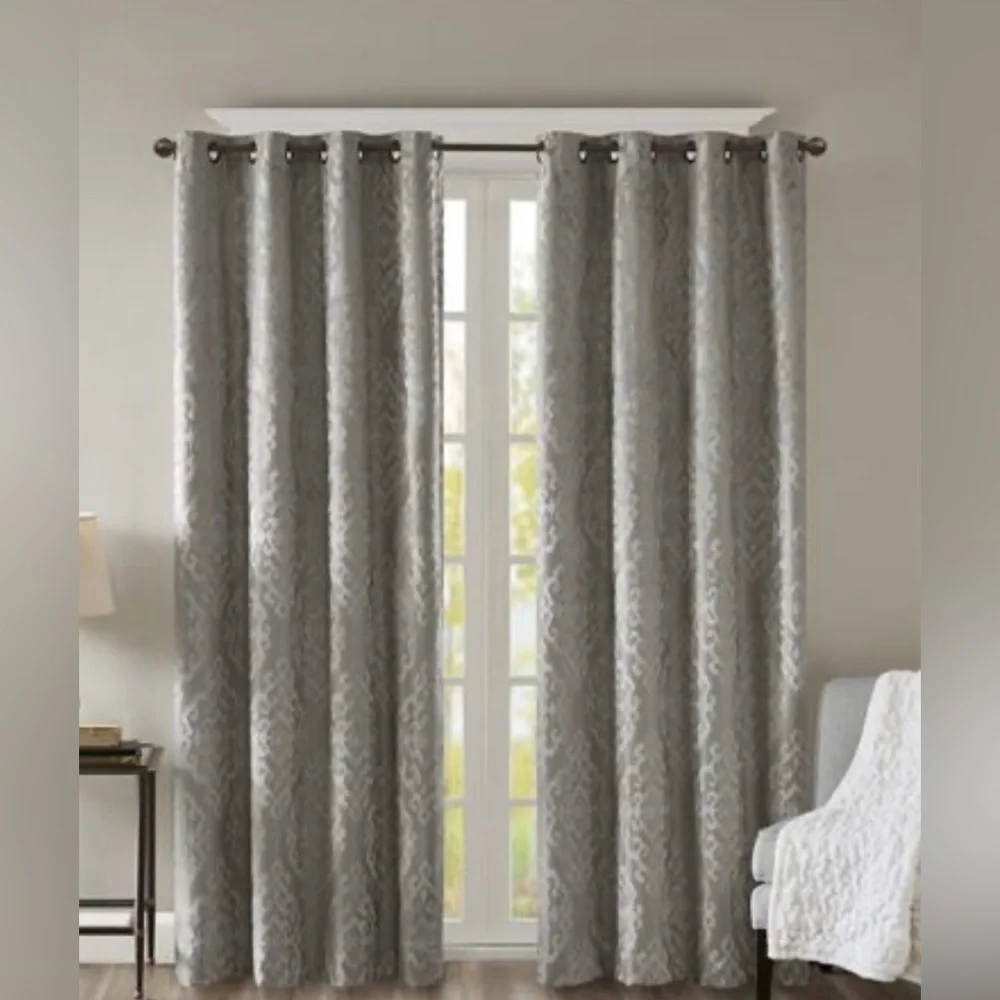 SunSmart Mirage Knitted Jacquard Total Blackout Grommet Window Curtain Panels